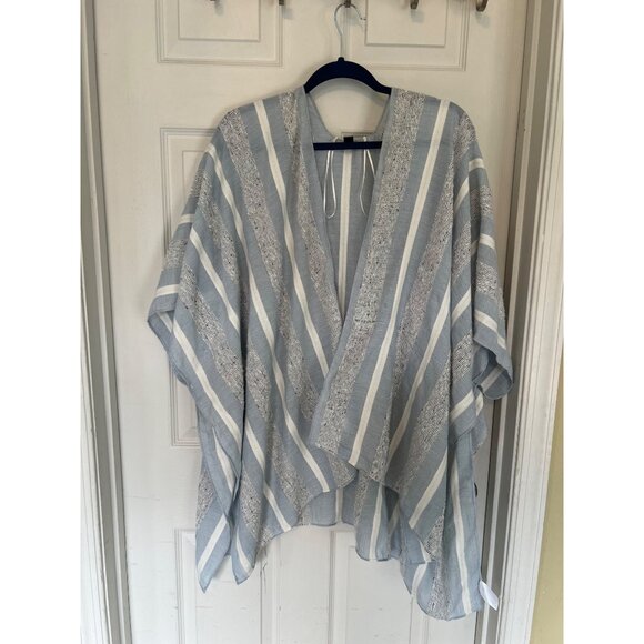 Ann Taylor Factory Striped Poncho Cardigan Sweater One Size Fits All - Picture 1 of 6